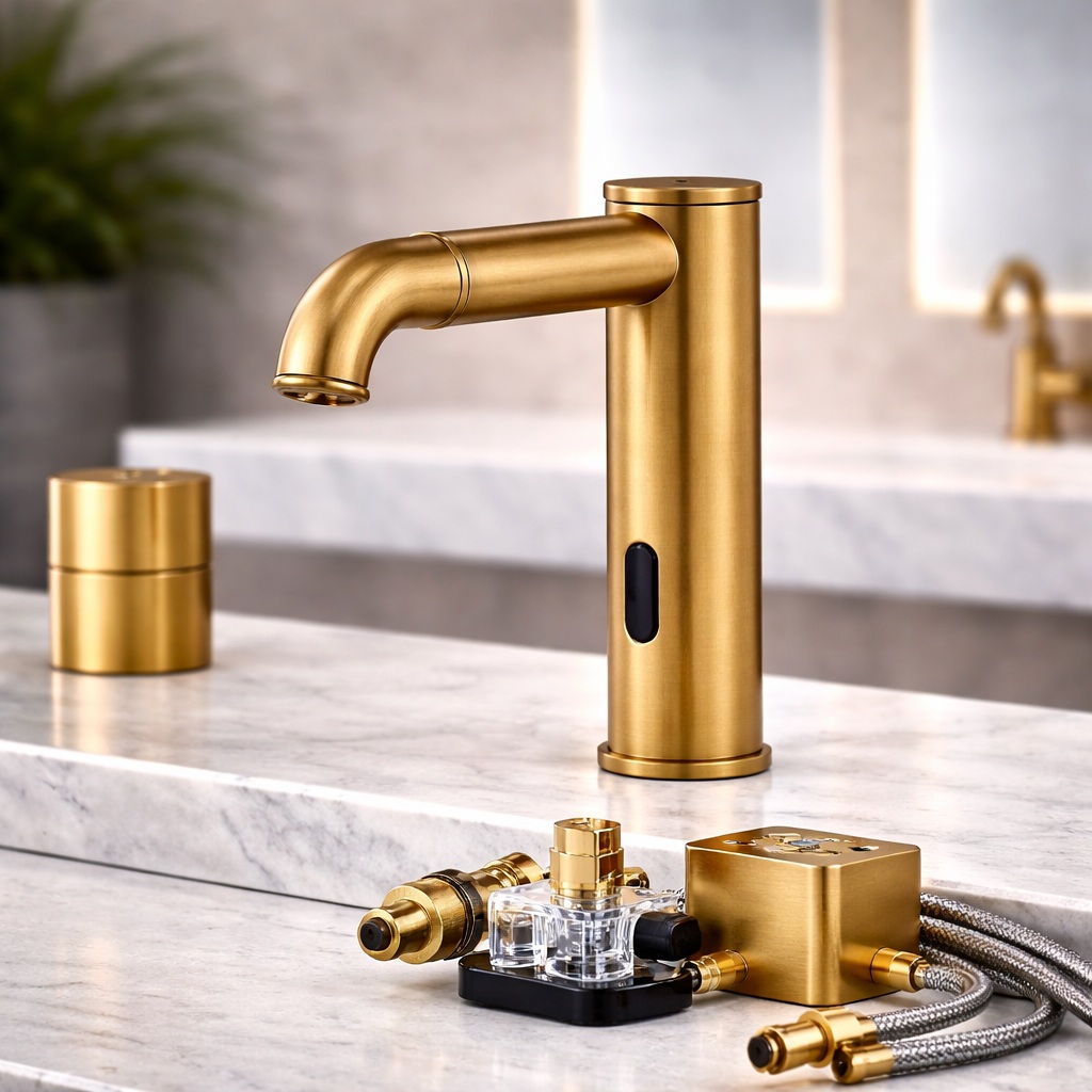 Fontana Les Ulis antique brass touchless deck mounted sink faucet